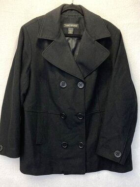 Lane Bryant Double Breasted Peacoat Womens 3X 22/24 Plus Black Wool Jacket Lined
